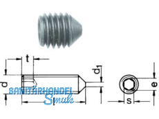 Gewindestift A2 rostfrei mit Spitze DIN 914  M  8 x  8  90 Gr. (CTM)