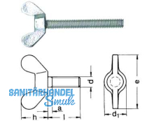 Flgelschraube verzinkt DIN 316 M  5 x 35