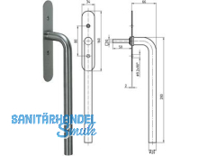 Glutz Hebeschiebetrgriff 5057-280/5613 Edelstahl ohne Rastung Abd. 160x34x2 mm