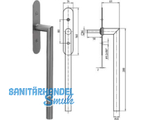 Glutz Hebeschiebetrgriff 5071-280/5613 Edelstahl ohne Rastung Abd. 160x34x2 mm