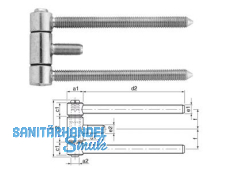 Einbohrband SFS 40H18-008  f. Stahlzarge verzinkt          dreiteilig Gr. 18