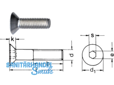 Senkschraube mit Innensechskant A2 DIN 7991  M  4 x  8