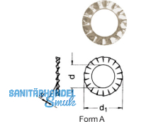 Fcherscheibe A2 DIN 6798  M 16  Form A