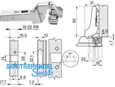 Mbelscharnier 71T960A fr Glasrahmen 381.013.3