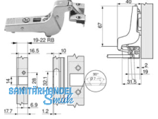 Mbelscharnier 71T970A fr Glasrahmen 381.030.3