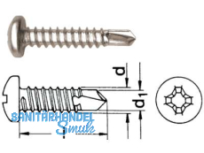 Bohrschraube Linsenkopf A2 DIN 7504-M  3,9 x 25