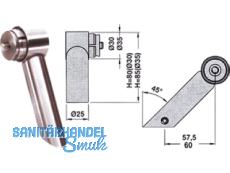 Endsttze fr 30 mm Rohr schrg Edelstahl rechts