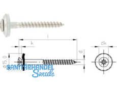 Spenglerschraube A2 blank Pzd. 4,5 x  50  m.15 mm Di.Scheibe