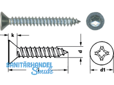 Blechschraube Senkkopf verzinkt Torx 25 DIN 7982 4,8 x 90