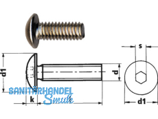 Linsenschraube Innensechskant blank ISO 7380/10.9 M  6 x 10