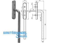 Glutz Hebeschiebetrgriff 5057-280/5619K Edelstahl mit Rastung Stiftlnge 50 mm