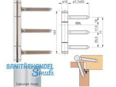 Einbohrband PR315GL-FR-EF Edelstahlfinish