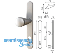 RR-Knopflangschild PZ 92 mm Edelstahl   B-72640-61-0-8