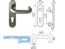 Halbgarnitur Kurzschild PZ 72 mm EV1       B-72110-00-0-1