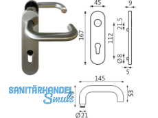 Drckergarnitur Kurzschild PZ 72 mm EV1       B-72010-00-0-1