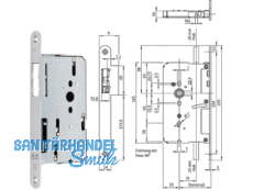 Paniktreibriegelschloss B 2189 65/9/235x24x3  Lappenstulp links