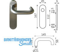 Halbgarnitur Rondo Kurzschild Drehhehbel ungelocht EV1       B-72110-40-0-1