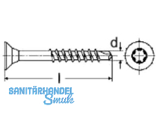 Spanplattenschraube Senkk.Torx Kopf 7 mm 40 x 40 mit Bohrspitze blau verzinkt