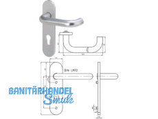 Kurzschild-Halbgarnitur DIN Alu F1 inkl. Schrauben M4x80mm Aussenseite 72mm