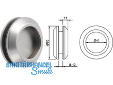 Glastr-Schiebetrmuschel 5250 8-12 mm Auen- 65 mm Innen- 41 mm silber elox.