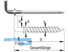 Schraubhaken verzinkt Art.69/6,8 x 4,4 gerade mit Beffe fr Hohlraumdbel