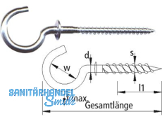 Schraubhaken verzinkt Art.70/6,8 x 3,5 gebogen mit Beffe fr Hohlraumdbel