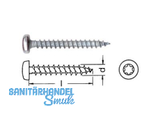 Spanplattenschraube Torx TX 20 Pan Head blau verzinkt 4.0 x 25