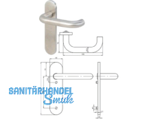 Blindkurzschild-Halbgarnitur Edelstahl 2-flg. EN 179 inkl. Schrauben M4x25 mm