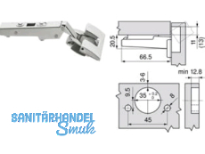 Mbelscharnier Clip Top ohne Feder 70T5590BTL 120 Eckband    687.406.3