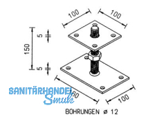 Pfostentrger Gew.M20  150mm  11009.1100 Ob.Plat.100x100x6 /U.Pl.160x100x6 ZINIP