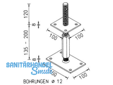 Pfostentr.Verst.150-210 schw. 10921.1003 Ob.Plat.rund 100x10 /U.Pl.160x100x10 M30