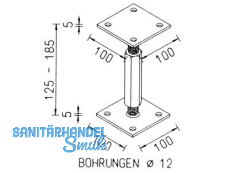 Pfostentrger Verst. 125-185 10900.0000 Ob.Plat.100x100x6 /U.Pl.100x100x6 M20