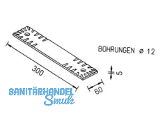 Zierverbinder ZINIP  11018.0000 300 x 60 x 5 mm mit 2 Bohrungen D: 12 mm