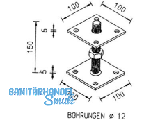 Pfostentrger Gew.M20  150mm  11009.0100 Ob.Plat.100x100x6 /U.Pl.100x100x6 ZINIP