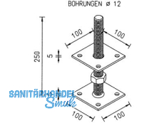 Pfostentrger Gew.M24  250mm  11013.0200 Ob.Plat.100x100x6 /U.Pl.100x100x6 ZINIP