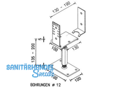 Pfostentr.Verstellb.141-206  10924.1030 Ob.Plat.130x100x5 /U.Pl.160x100x6 M24