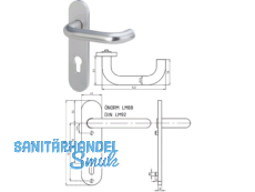 Kurzschild-Halbgarnitur DIN Alu F1 inkl. Schrauben M4x25mm Innenseite  92mm