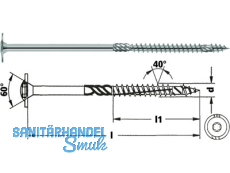 Holzbauschraube  TORNADO  Tellerkopf blau verzinkt TX 40  TG  10,0 x 260