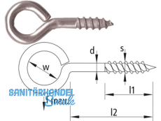 Ringschraube rostfrei Nr.1 40 x 16 Strke: 5,5 mm Bolzenlnge: 40 mm