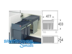 Abfallsammler Terzett 3666-13 - 3x11l Bodenmontage Graphitgrau/Silbergrau