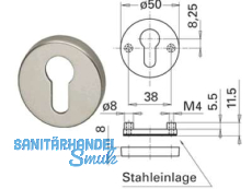 Rundrosette 655ZUFH PZ Edelstahl