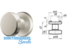 Trknopf 3254L/648AFH o. Schrauben/Stift paarweise drehbar verhngt Edelstahl