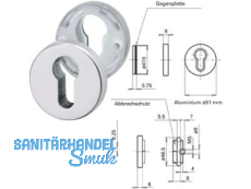 Sicherheitsrosette 855ZAL F1-SAT Rosettenhhe 8 mm TS 39-43 mm