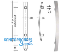 Stossgriff-Flachprofil ES 4010.500.300 b L = 500 mm LA = 300 mm Edelstahl