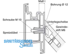 Montageset MS 130.46.3 fr Kunststoff  & Metalltr Dbelbefestigung 45 Sttzen