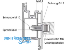 Montageset MS 130.46.5 fr Kunststoff  & Metalltr Dbelbefestigung Flachprofil