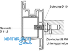 Montageest MS 195.28   einseitig selbstschn. Gewinde fr 90 Sttzen