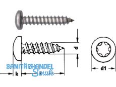 Blechschraube Linsenkopf A2 Torx 25 DIN 7981 4,8 x 32