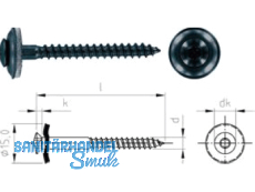 Spenglerschraube A2 T20 Prefa-Anthrazit 4,5 x  50  m.15 mm Di.Scheibe RAL 7016