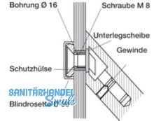 Montageset ES 160.00.3 einseitig fr Glastr TS  8-12 fr 45 Sttzen